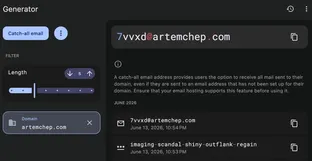 Generating a catch-all email address on a domain you own.